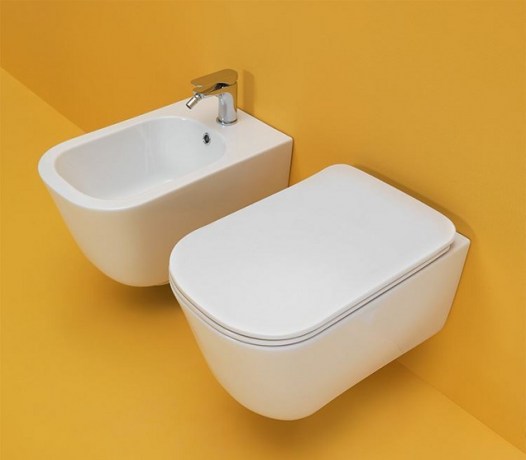 Coppia sanitari sospesi moderni Wc senza brida Tribeca kerasan